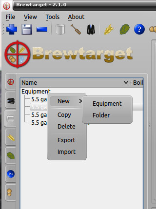 Right click then select new and equipment